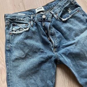 Agolde straight leg, lightly distressed jeans
